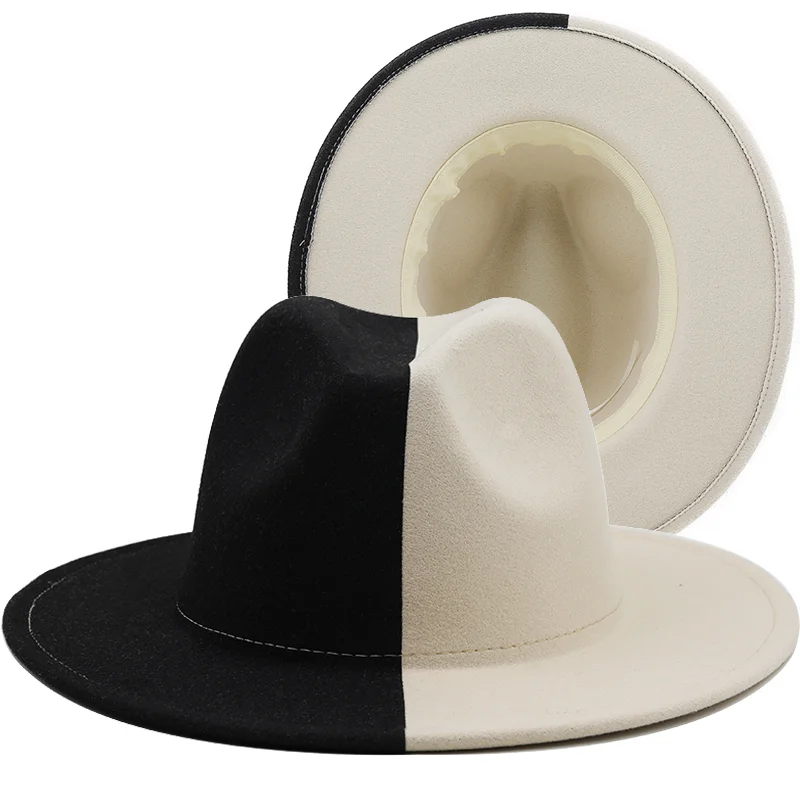 Sombrero Fedora de Jazz para hombre y mujer, gorro de fieltro de lana de retales, de ala ancha, Trilby, de vaquero, para fiesta de Panamá, color