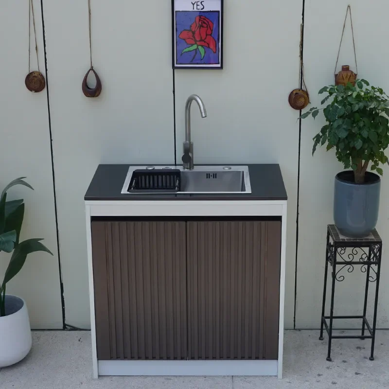 Outdoor Slate Wash Basin Cabinet Imitation Marble Sink Locker for Garden Courtyard Pool Integrated Vanity Unit