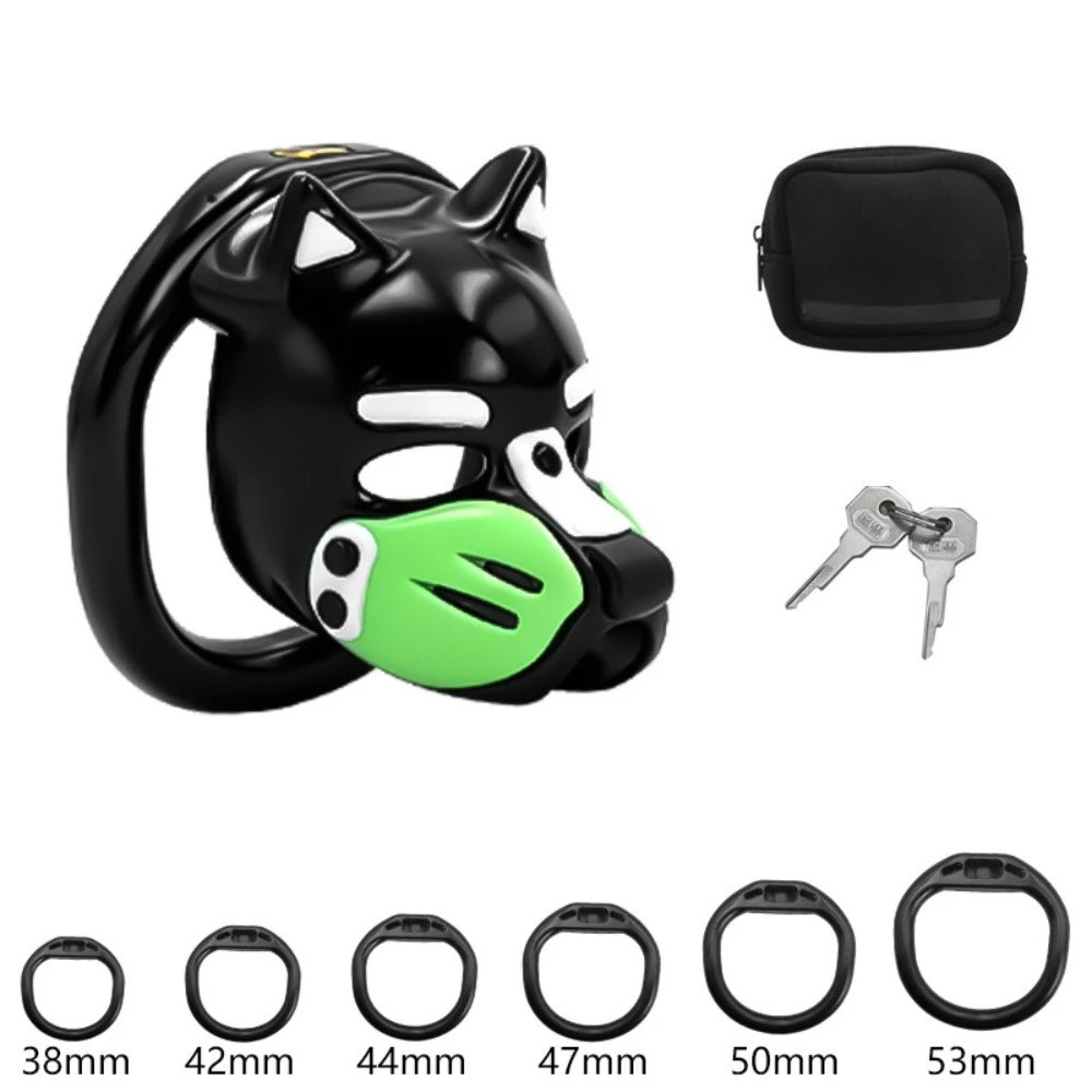 New Dog Head Chastity Cage with Colorful Mask and 6 Penis Rings BDSM K9 Training Gay Anti-Cheating Adult Toy for Men 18+ view 3