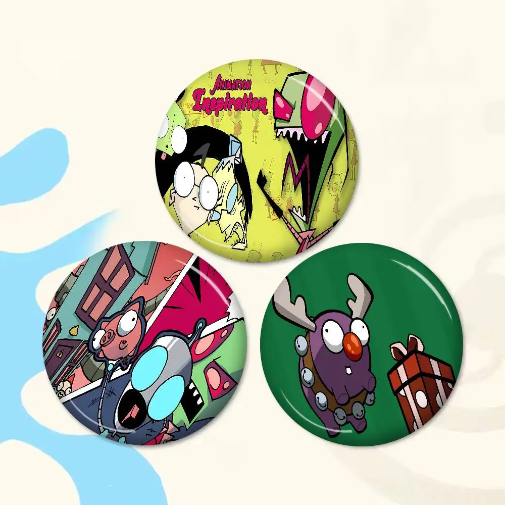 Cartoon I-Invader Z-Zim New Brooches Soft Button Pin Funny Silly Gnarpy On A Skateboard Meme Badge Gamer Collection Gifts