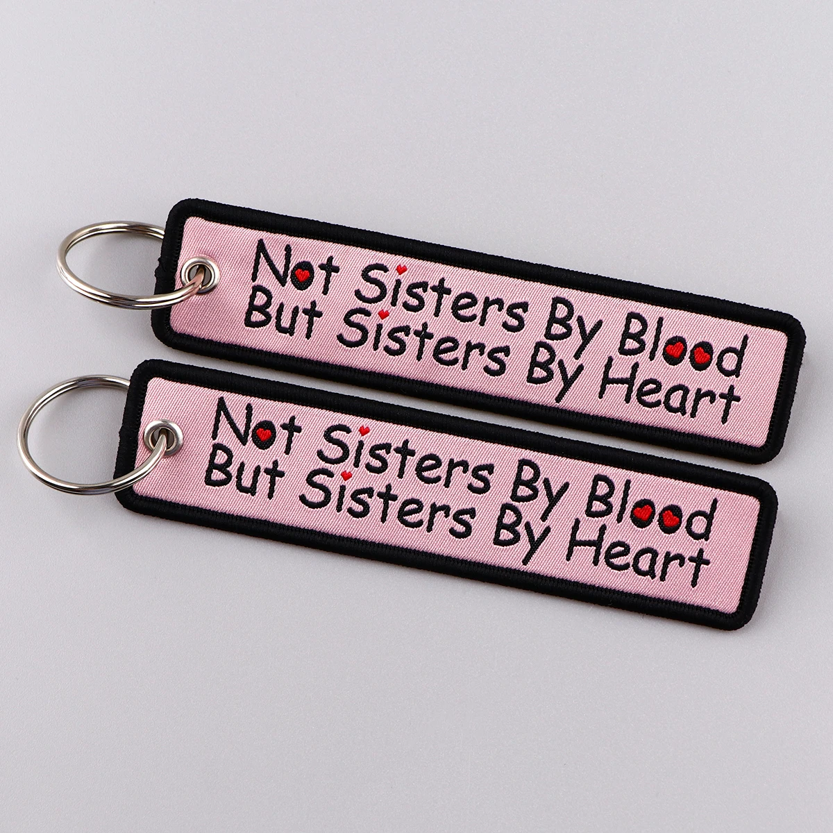 

1PCS Sisters Quotation Embroidery Key Fobs Holder Key Ring Keychain for Motorcycles Cars Pendant Fashion Accessories