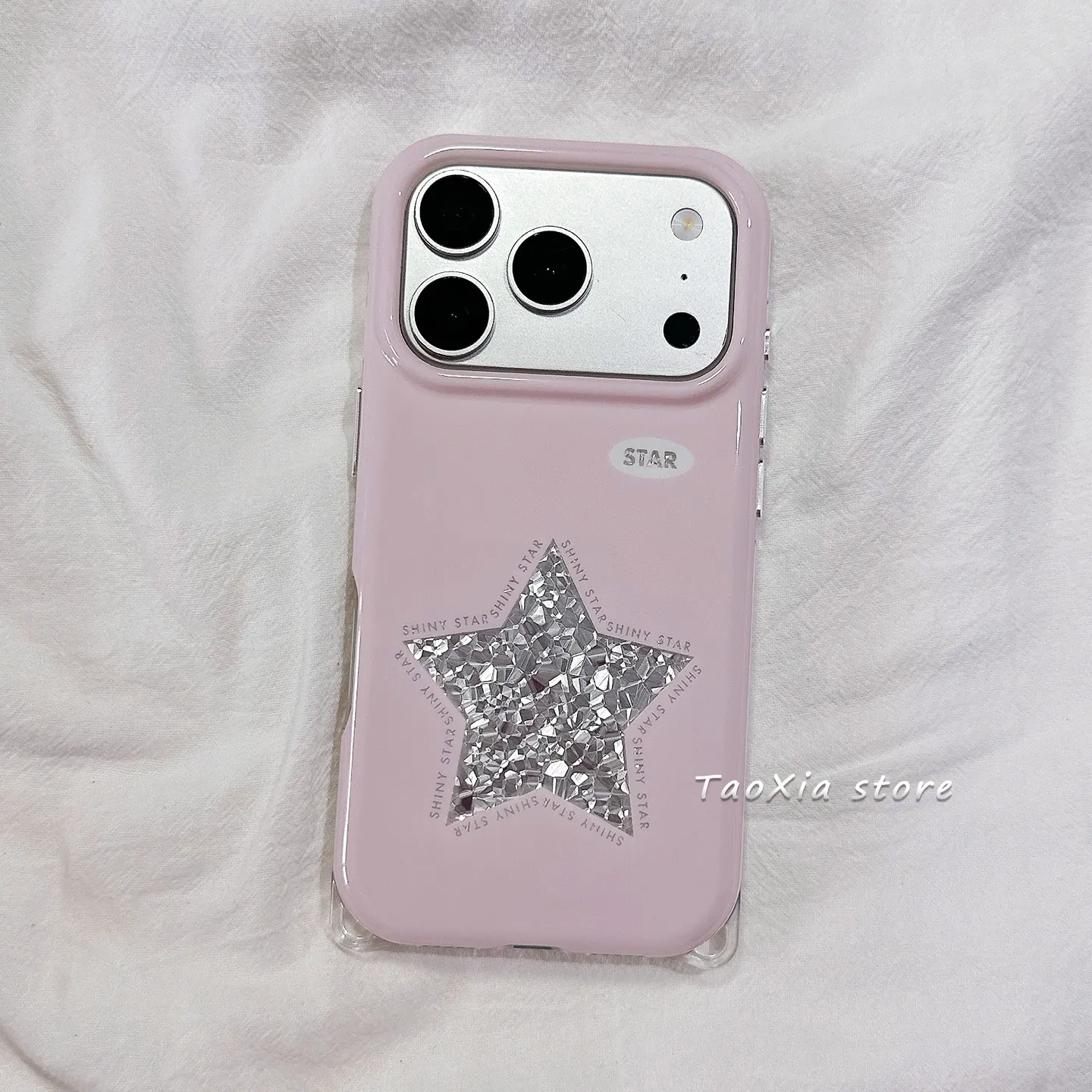 Korean Ins Pink Angel Wings Star Sparkling Diamond Phone Case For iPhone 18 17 AIR 16 15 14 13 12 11 Pro Max Mini Plus Y2K Cover view 4