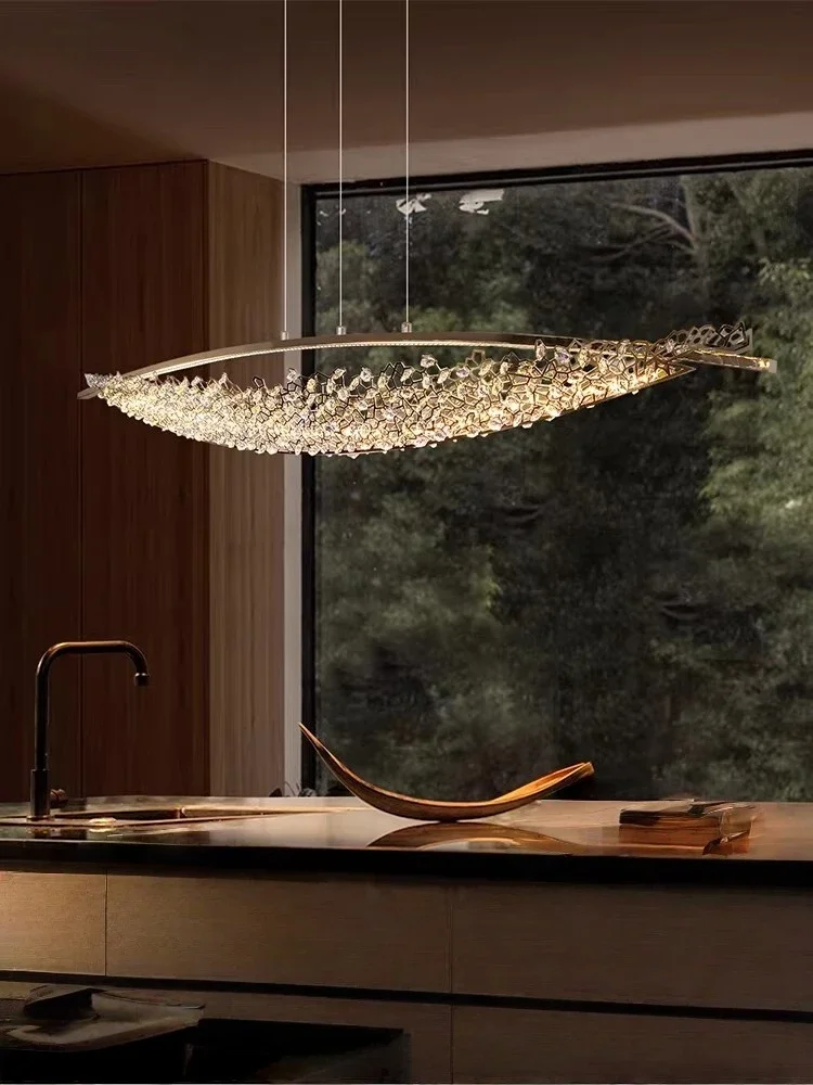 

Italian Light Luxury Crystal Chandelier Boat Shape Pendant Light Modern LED Hanging Lamp for Villa Dining Room Living Room Kitch