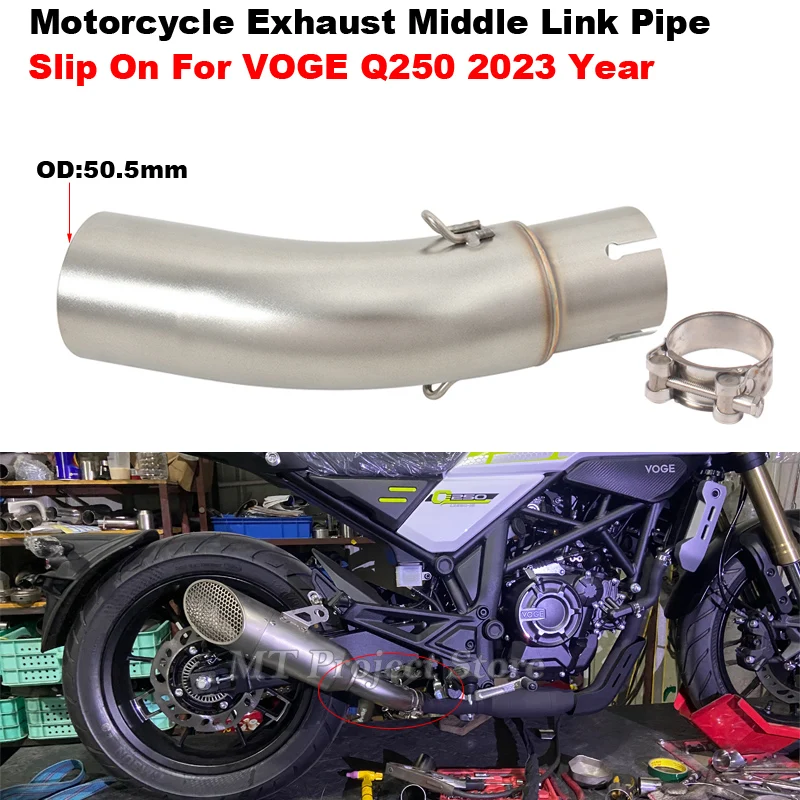 

Slip On For VOGE Q250 Q 250 2023 Motorcycle Exhaust Escape Modify Motorbike Stainless Steel Middle Link Pipe 51mm Muffler Moto