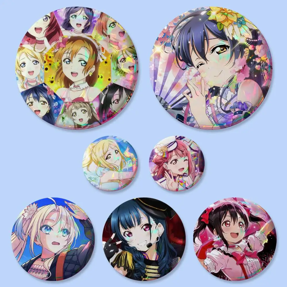 1 Stück Love Live Animierte Serie Abzeichen Button Runde Kreative Anstecknadel Brosche Taschen-Deko Accessoires Fans Sammlerstücke Freunde Geschenke