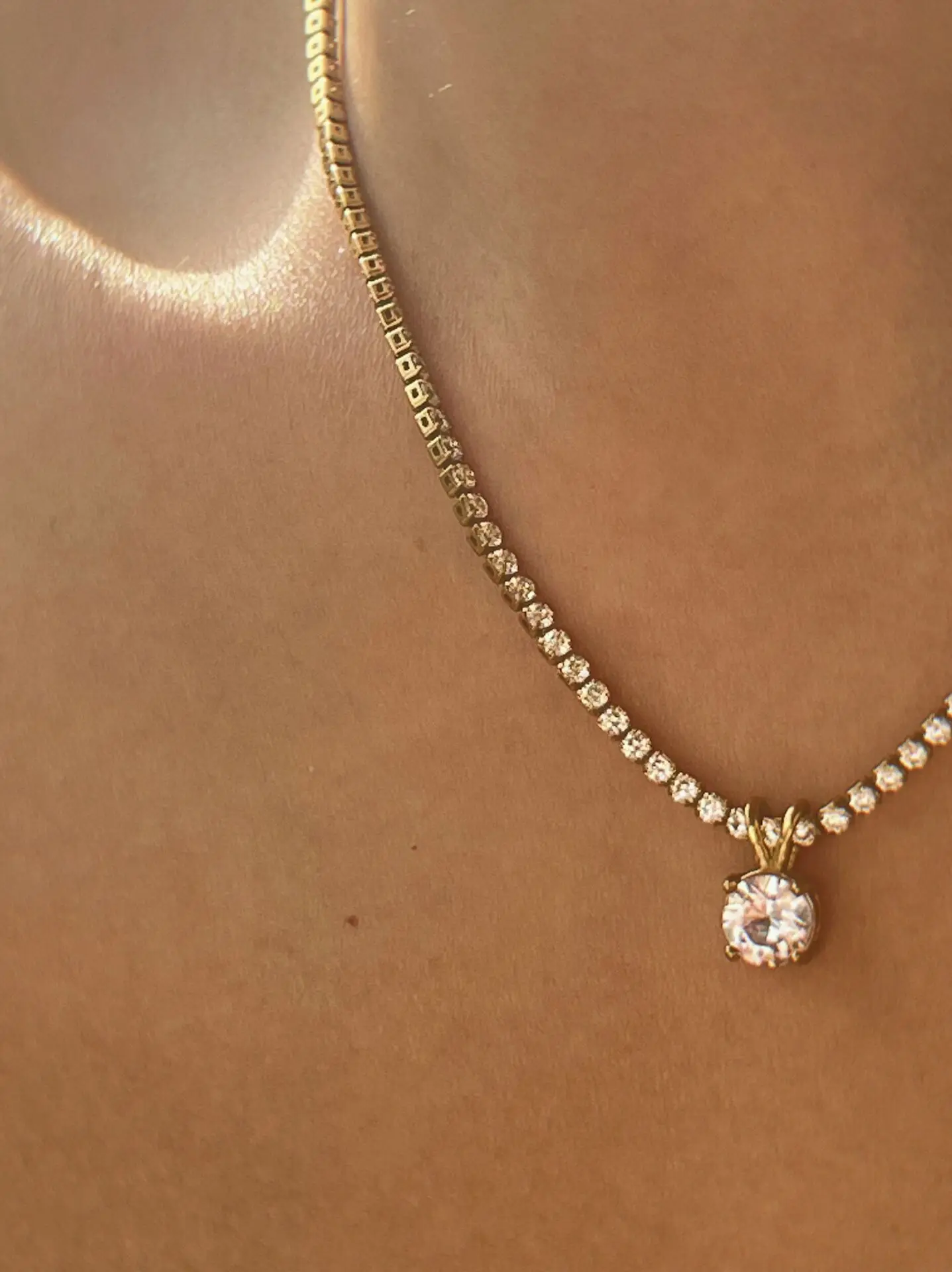 

Titanum With 18K AAA Zircon Crystal Beads Necklaces Women Jewelry Punk Designer Runway Rare Simply Gown Boho Top Japan Korean