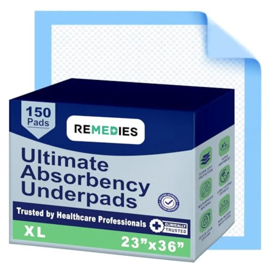 

Одноразовые впитывающие пеленки для кроватей 23 x 36 дюймов, большие, для взрослых, пожилых людей и домашних животных, 150 штук, впитывающие подкладки Chux для кроватей F