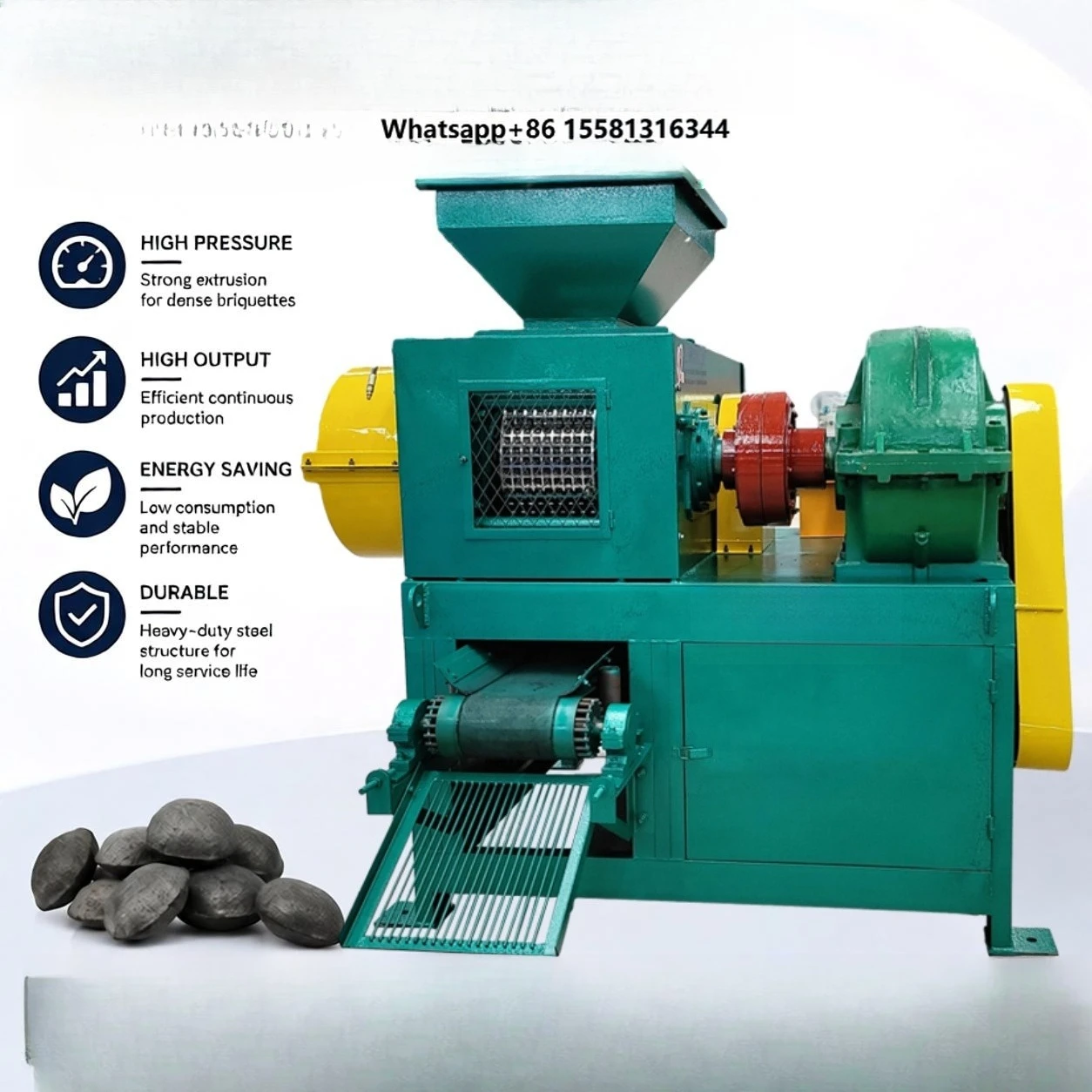 Charcoal Oval Ball Egg Round Shape Carbon Black Coal Aluminum Copper Coal Sludge Gypsum Powder Briquette Press Making Machine