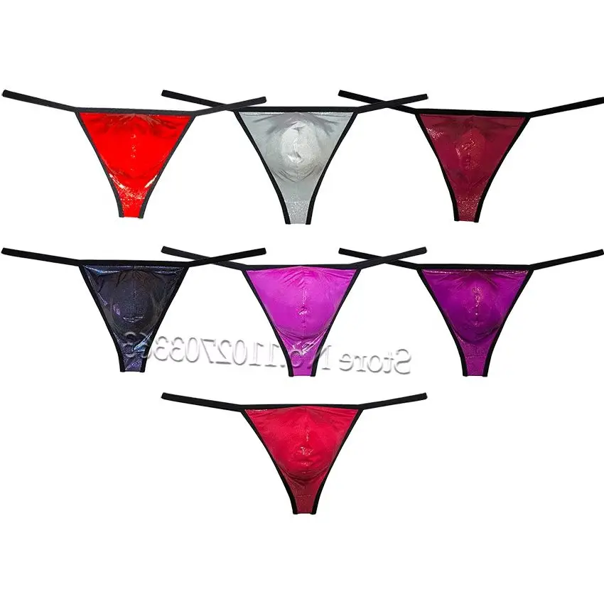 

Men's Underwear Elastic Bikini Thong Contour Pouch Tangas Soft Wet Look Silky Jockstrap Comfy Low Rise Beach Briefs Underpants