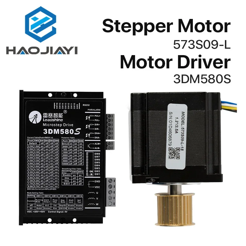 

Leadshine 3 Phase Stepper Motor 573S09-L-18/573S15-L-18+Stepper Driver 3DM580 for CO2 Laser Engraving Cutting Machine