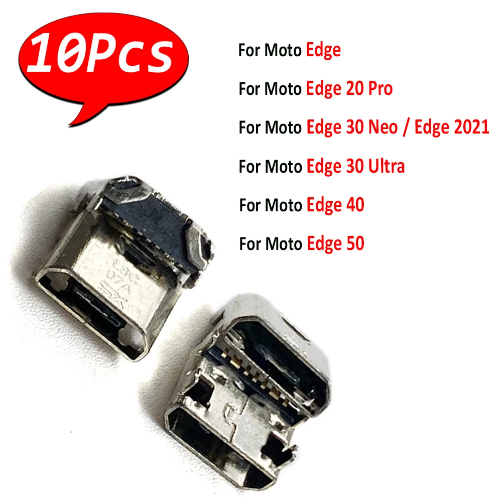 10Pcs，Micro USB Jack Connector Female Charging Socket Plug Connector For Moto Edge 50 30 Ultra 40 20 Pro 30 Neo / Edge 2021