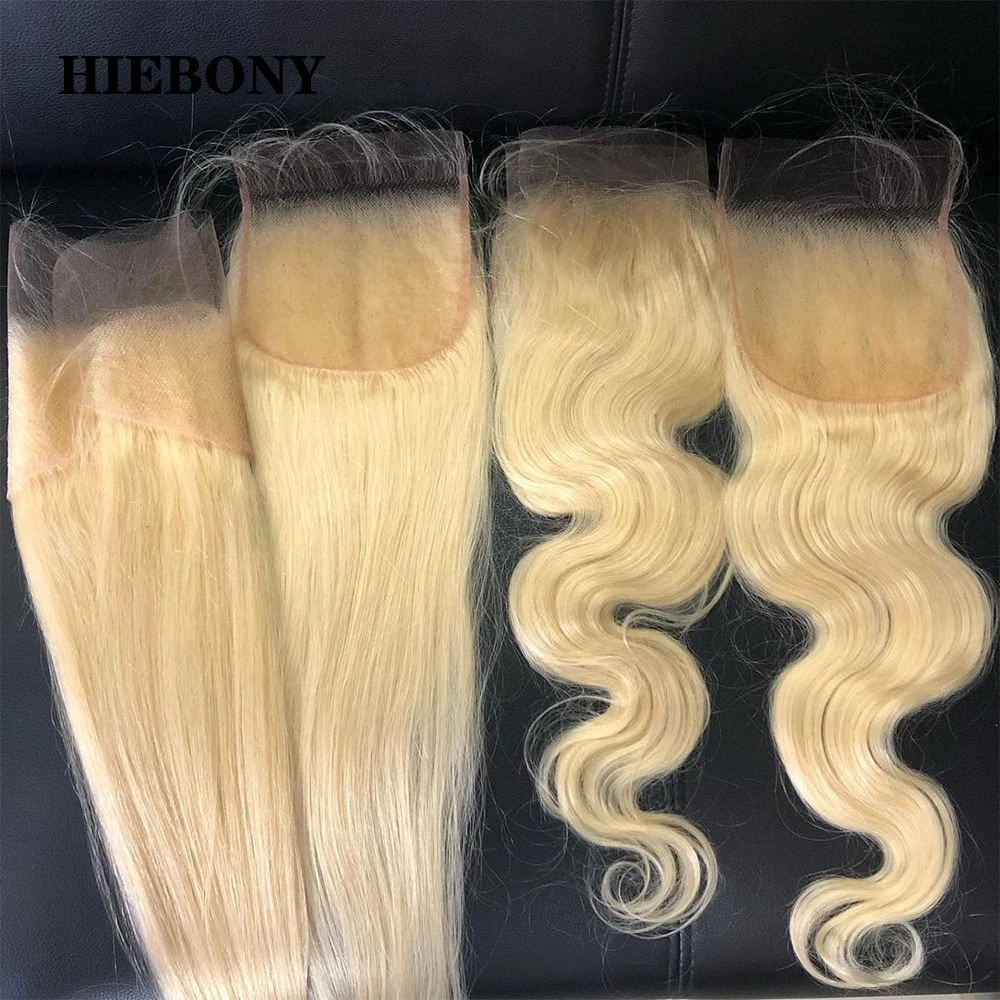 HiEbony 613 Blonde 5x5 6x6 HD Lace Closure Only Straight Human Hair 4x4 Real HD Lace Closure 22 Inch Invisible Lace Melt Skins