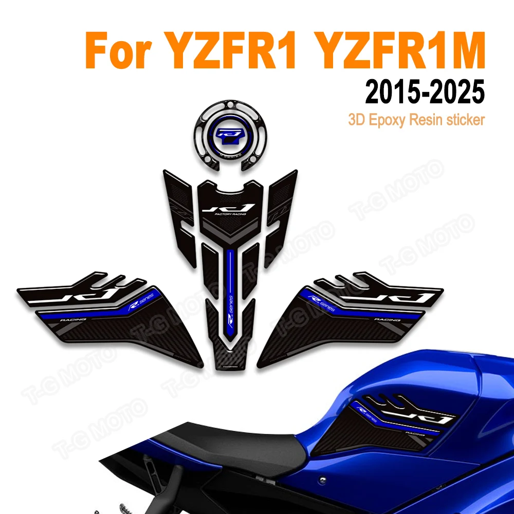 

﻿ For YZF-R1 YZF-R1M YZFR1 YZFR1M YZF R1 R1M 3D Epoxy Resin Motorcycle Tank Pad Protection Sticker New Decorative Decal kit