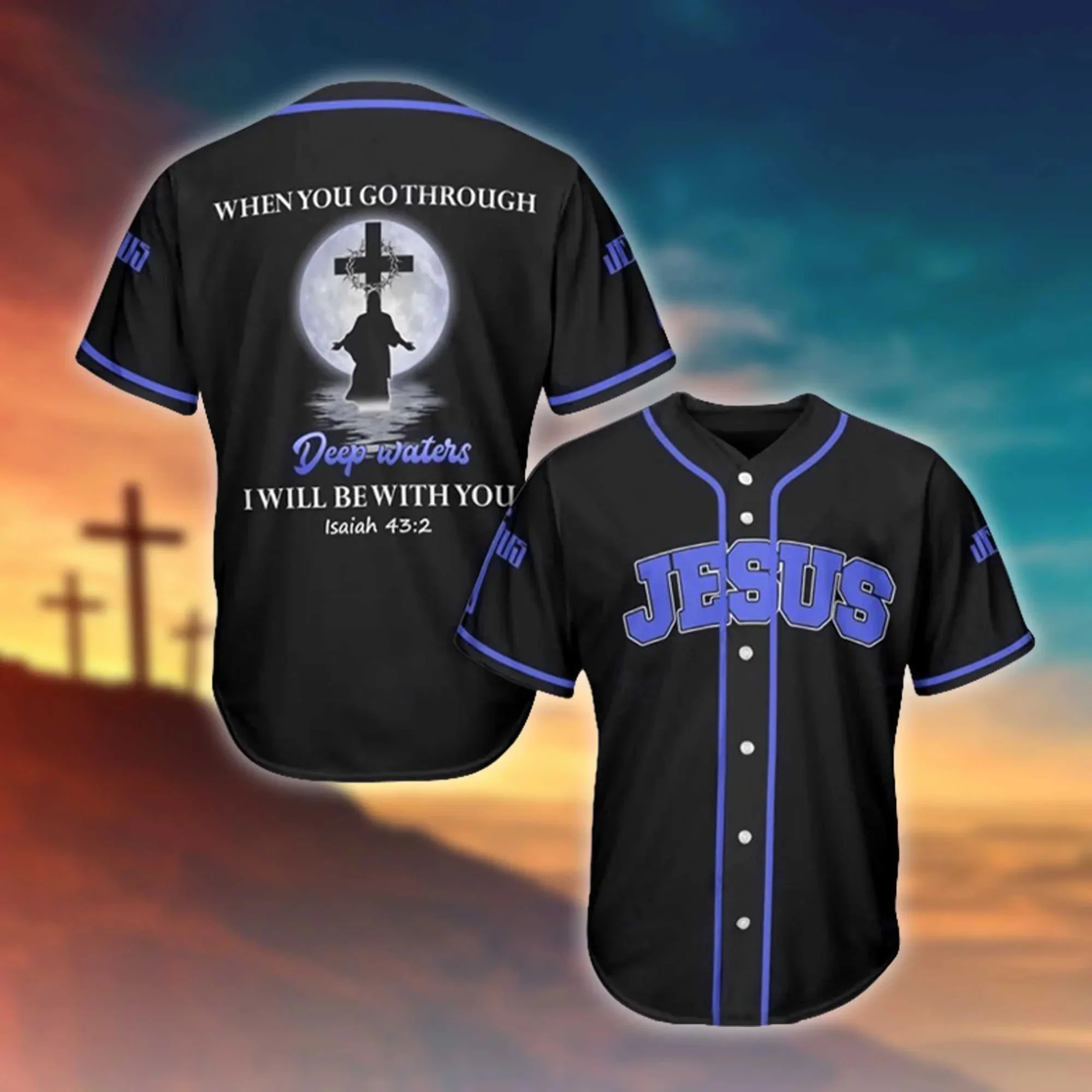 

Fashion men's summer baseball shirt Jesus Christ will protect me 3D printed baseball jersey Harajuku street casual sports shirt