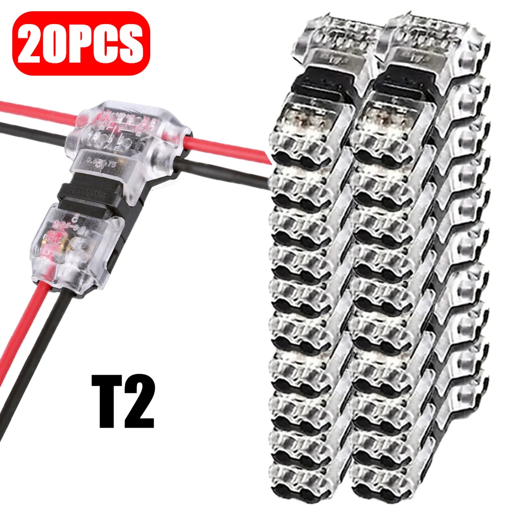 10-50PCS Laagspanningsdraad splice connectoren Snelle Soldeerloze T Tap Connector 1/2 Pins Rock Solid Connector voor 24-20 AWG Kabel