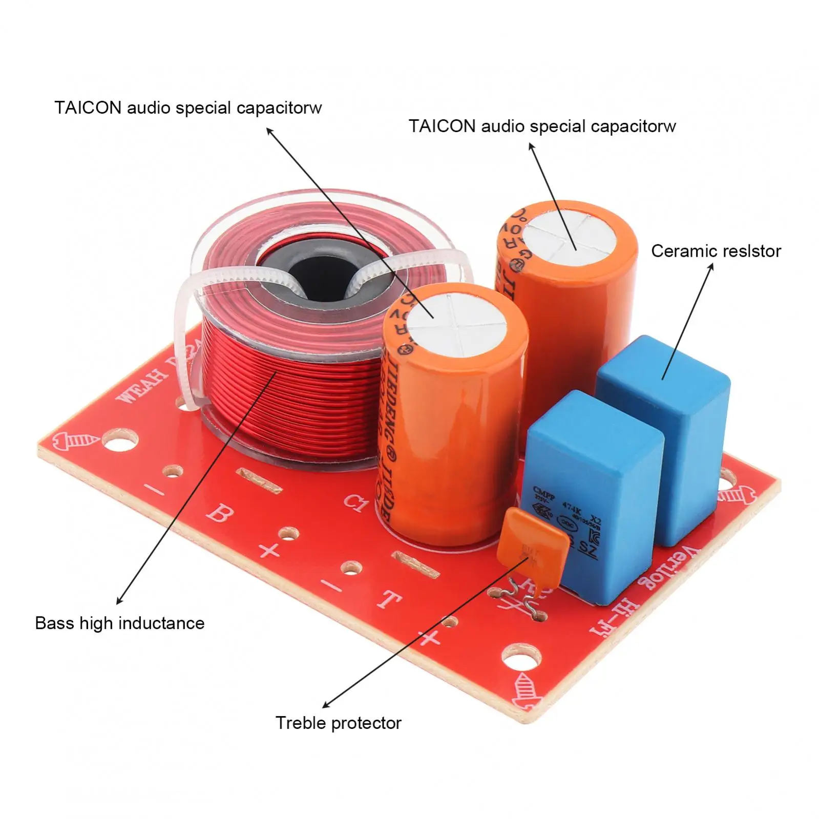 Altavoz divisor de frecuencia de Audio, condensador no polar de alta potencia, altavoz de 2 vías, 80W, 2 unidades, filtros cruzados para altavoces
