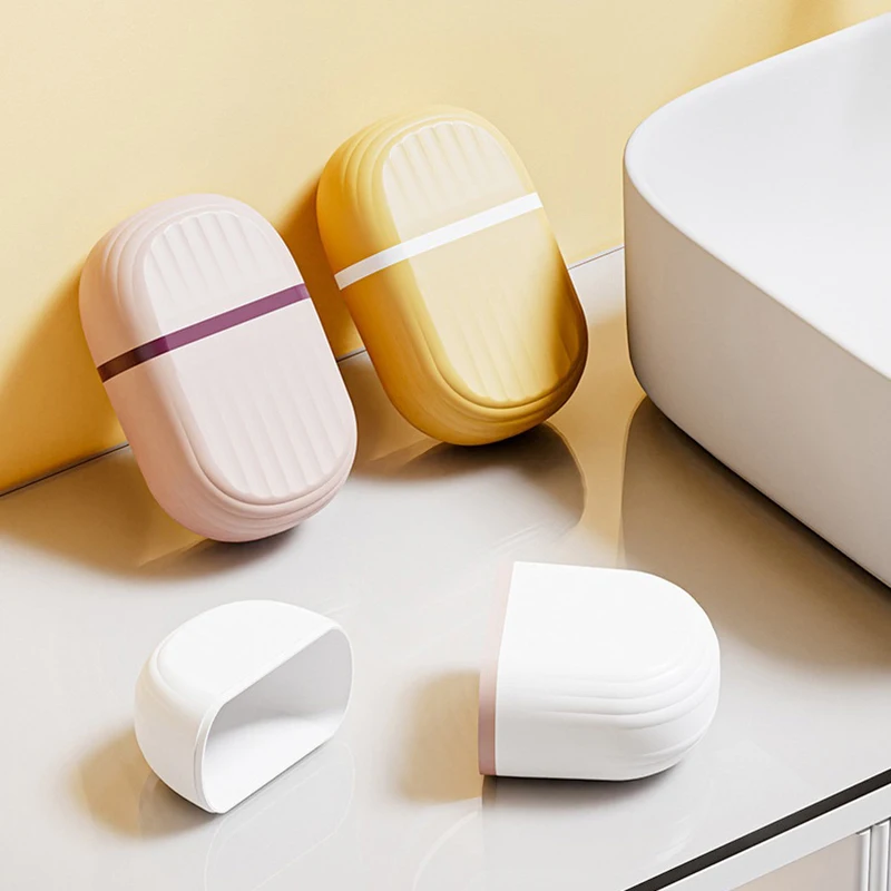 Travel Portable Sealing Soap Box With Lid Oval Plastic Soap Dish Holder Waterproof Dish Container Organizer