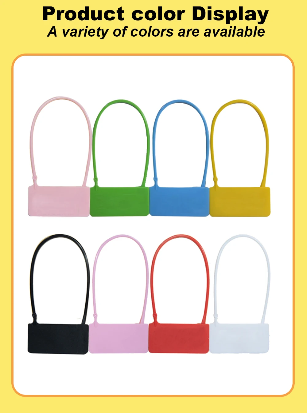 Bonuqi 100 individuelle Kunststoff-Anhänger für Kleidung, Kleidungsstücke, Bekleidung, Taschen, weiß, schwarz, Sicherheitslogo, Geschenk, Reiseetiketten, 165 mm/6,5 Zoll – Detail 8