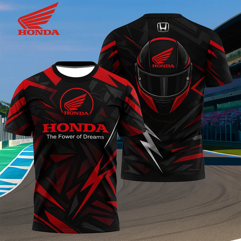 

Honda Motorcycle T-shirt for Men Summer Short Sleeves High Breathable Racing Team Design Quick Drying for Runners and Streetwear