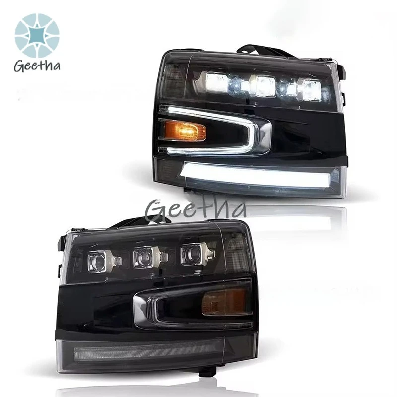 

Высококачественная светодиодная фара в сборе для Chevrolet Silverado 07-13, 6500K, 24V, с янтарным низким светом и улучшенным динамическим указателем поворота