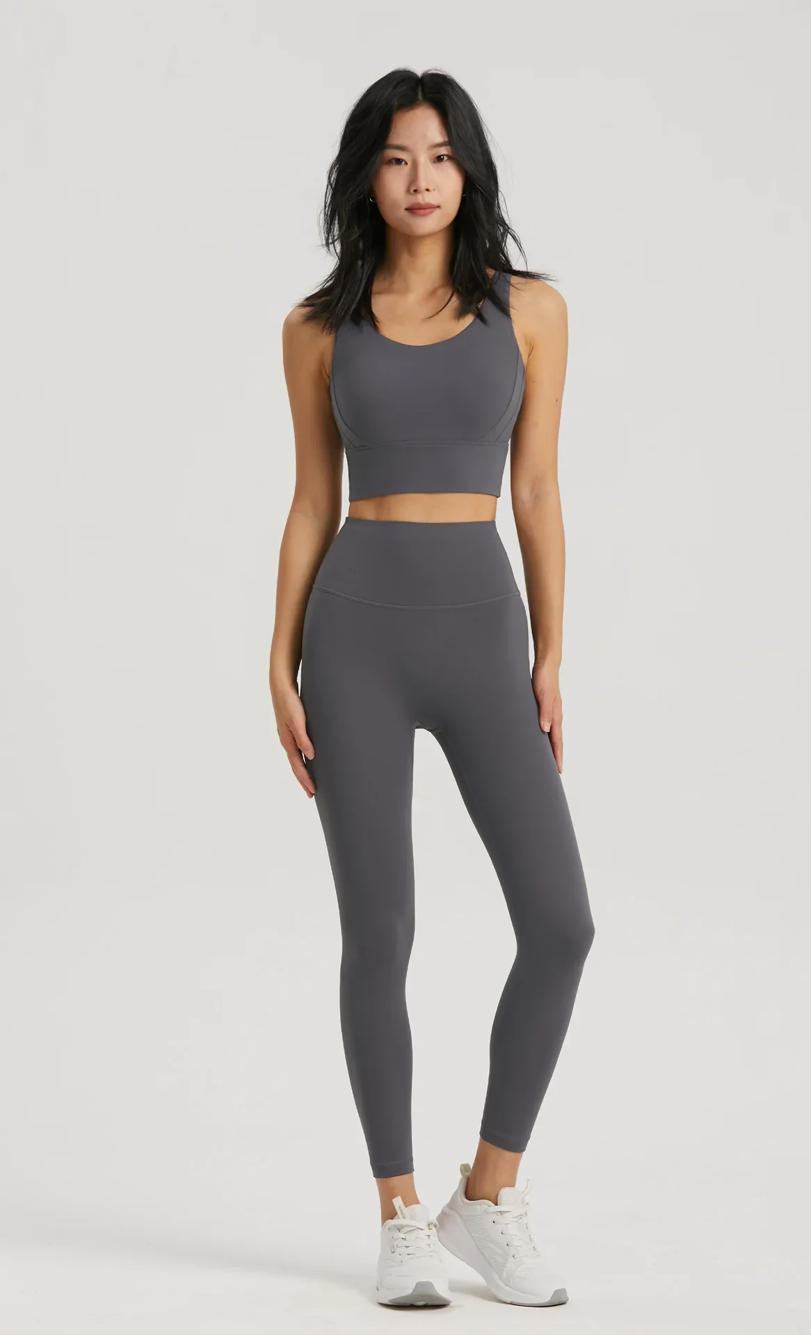 Pantalones de Yoga con borde antivuelco desnudo para mujer, pantalones de Lycra con bolsillos, Leggings de cintura alta de melocotón, pantalones de Fitness deportivos de 9 puntos