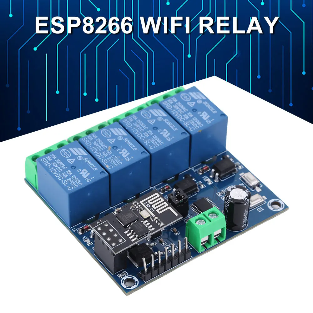 1 2 4 Way Wireless Smart WiFi Relay Module 5V/12V ESP8266 WIFI Network Relay Switch Module Compatible with Arduino