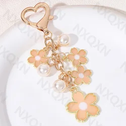Pretty Flower Preal Enamel Keychain Plant Classic Key Ring For Women Girl Friendship Gift Bag Decoration Handmade DIY Jewelry