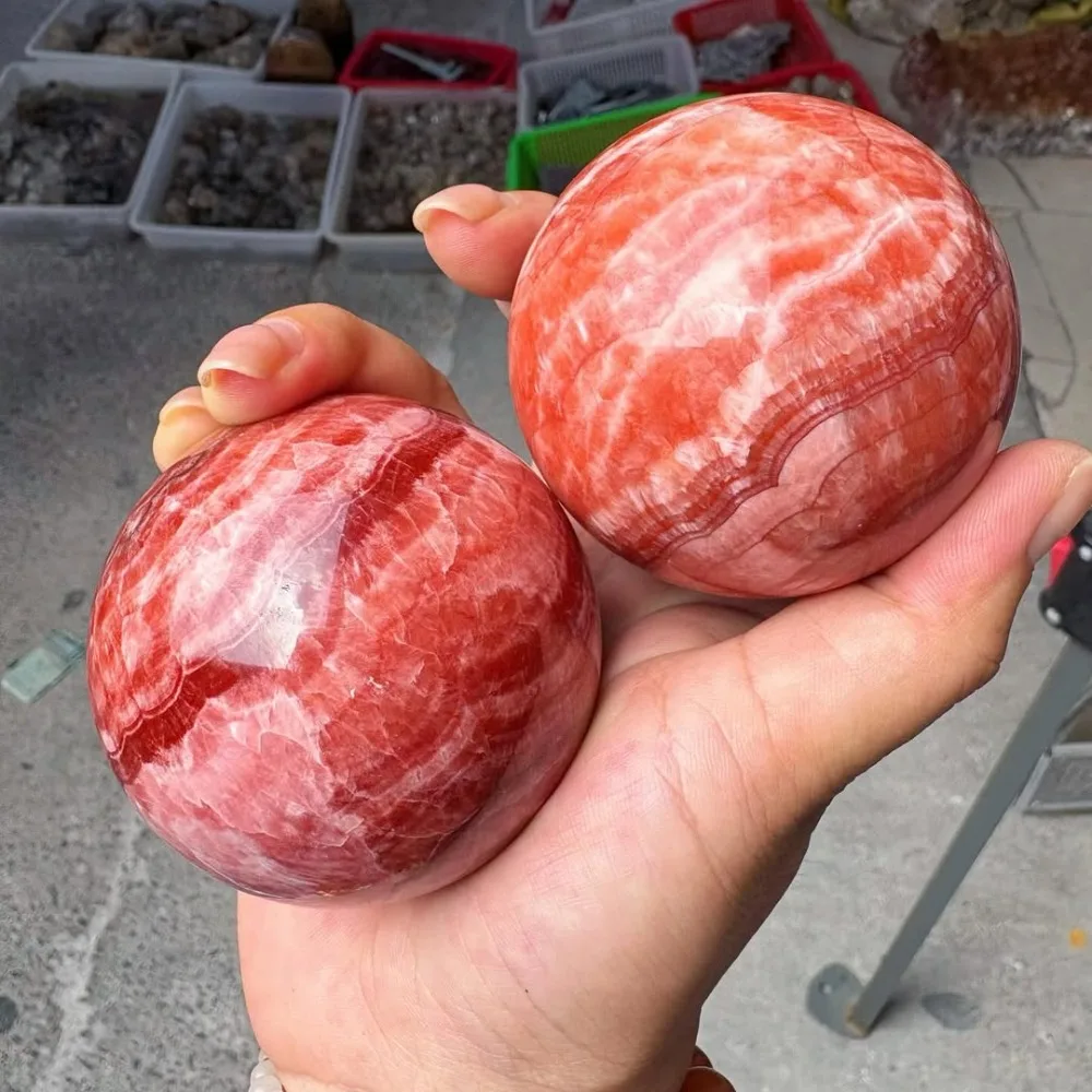 

1pc Dali Jasper Sphere, Natural Pork Stone Crystal Ball - Polished Raw Stone Desktop Ornament for Home Decor Holiday Day Gift