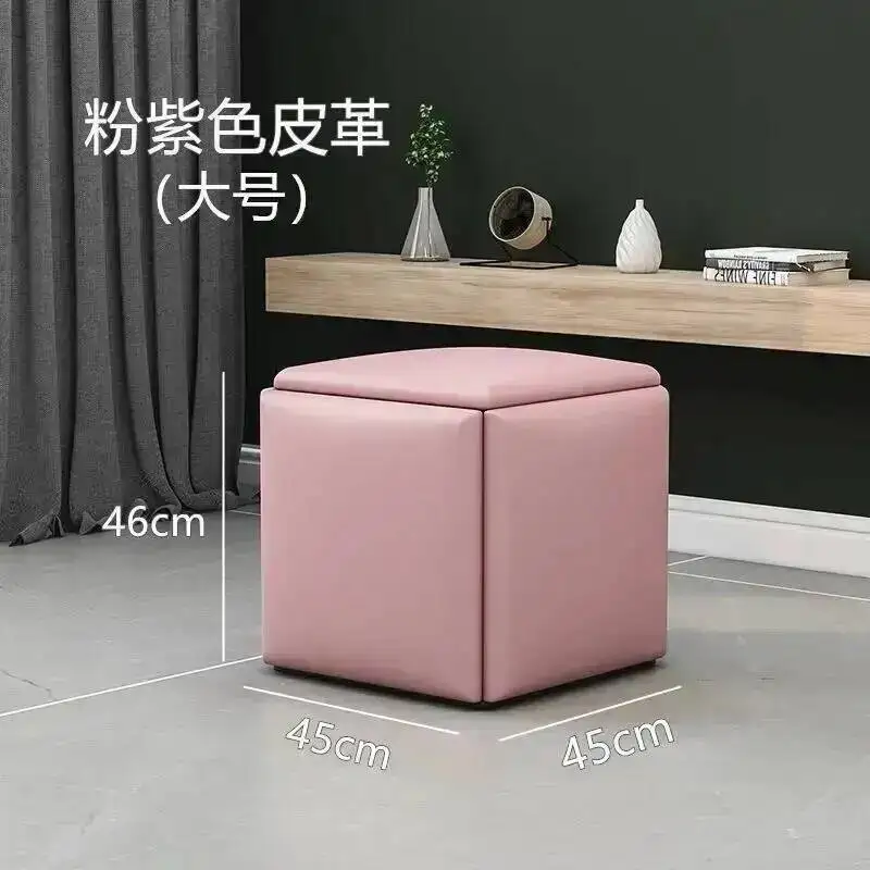 Tabouret cube moderne et compact pour salon, en fer, multifonctionnel avec rangement, pouf, chaise, meubles