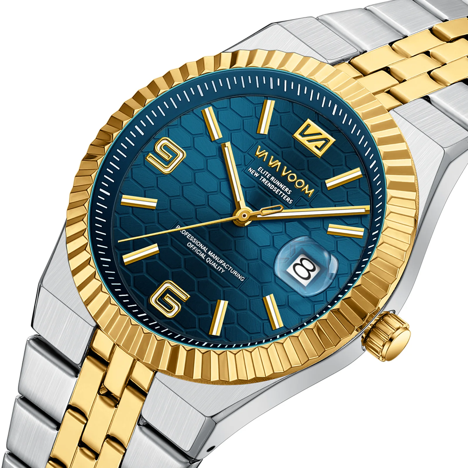 New Men Watches Business Steel Belt Watch Honeycomb Pattern Waterproof Night Light Calendar Male Fashion Quartz Clock Wristwatch