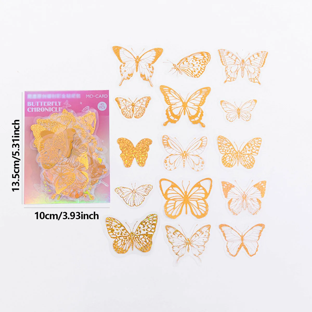 1 piece of 45 laser hot stamping fantasy butterfly PET decorative stickers, suitable for diary and handbook materials