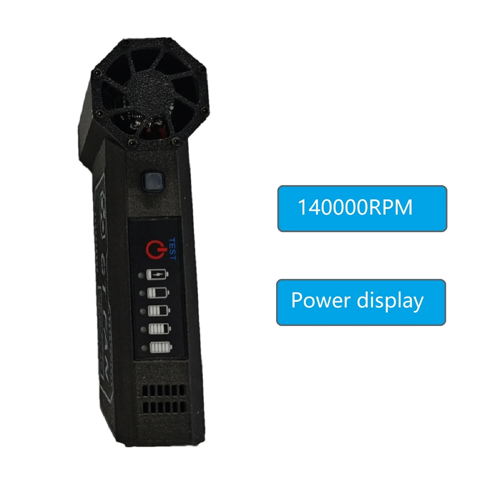 

Black Electric Fan High Speed Mini Turbine Fan 54m s Wind Speed Motorised Regulation Type-C Charging Interface