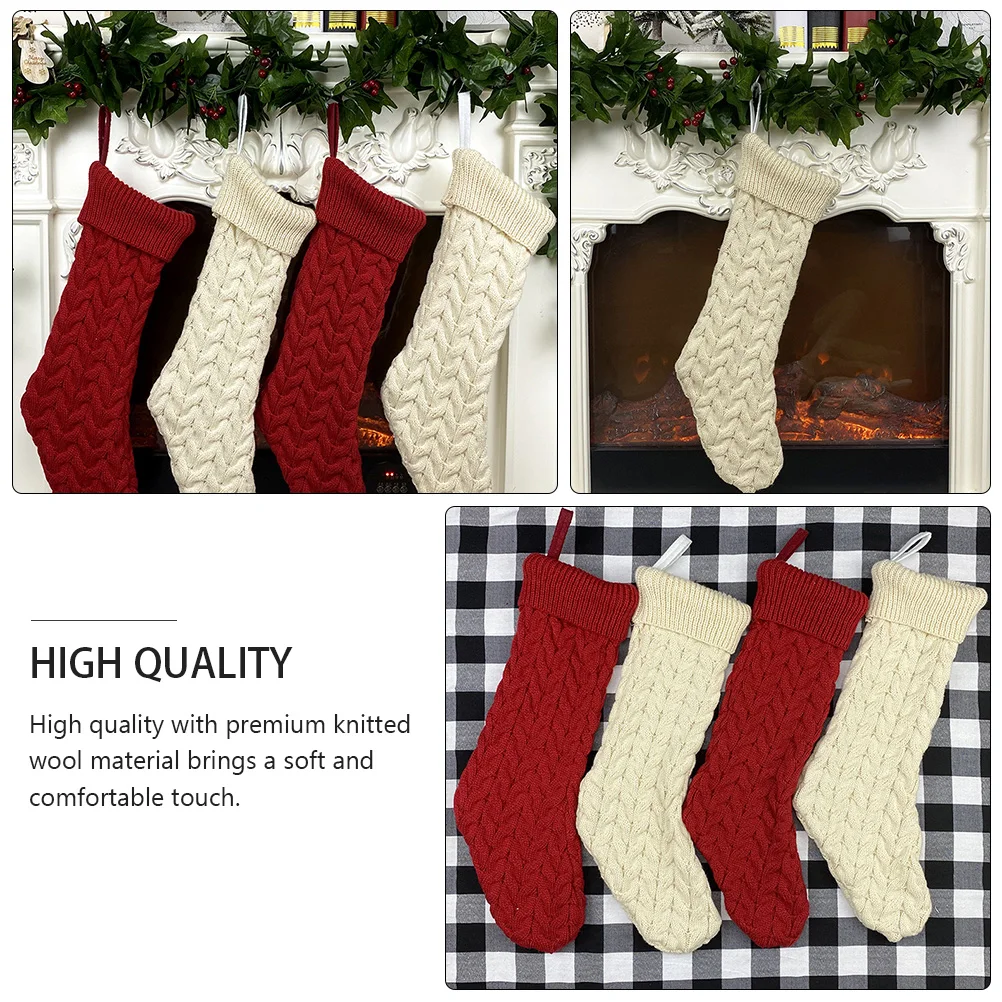

Christmas Gift Bag Woolen Socks Hanging Tree Decorations Stocking naments Treat Party Supplies Festive Home
