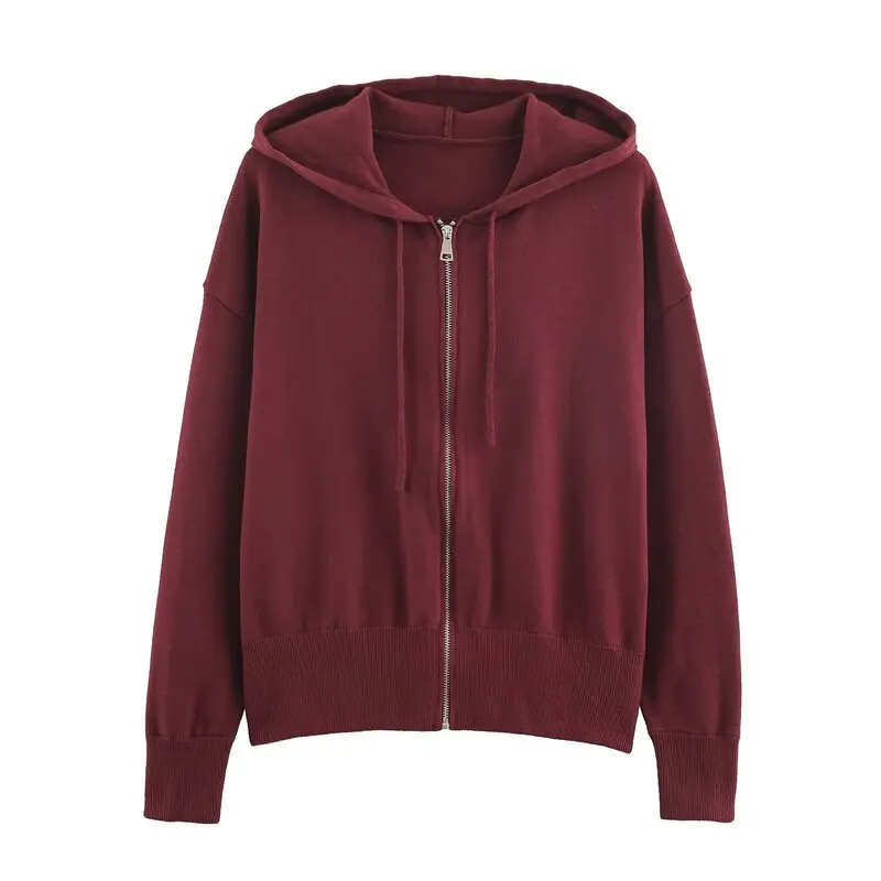 Fall 2025 New Arrival Women's Knitted mat Comfortable Long Sve Hoodie Zipper Cardigan European Sle Long Sve Top