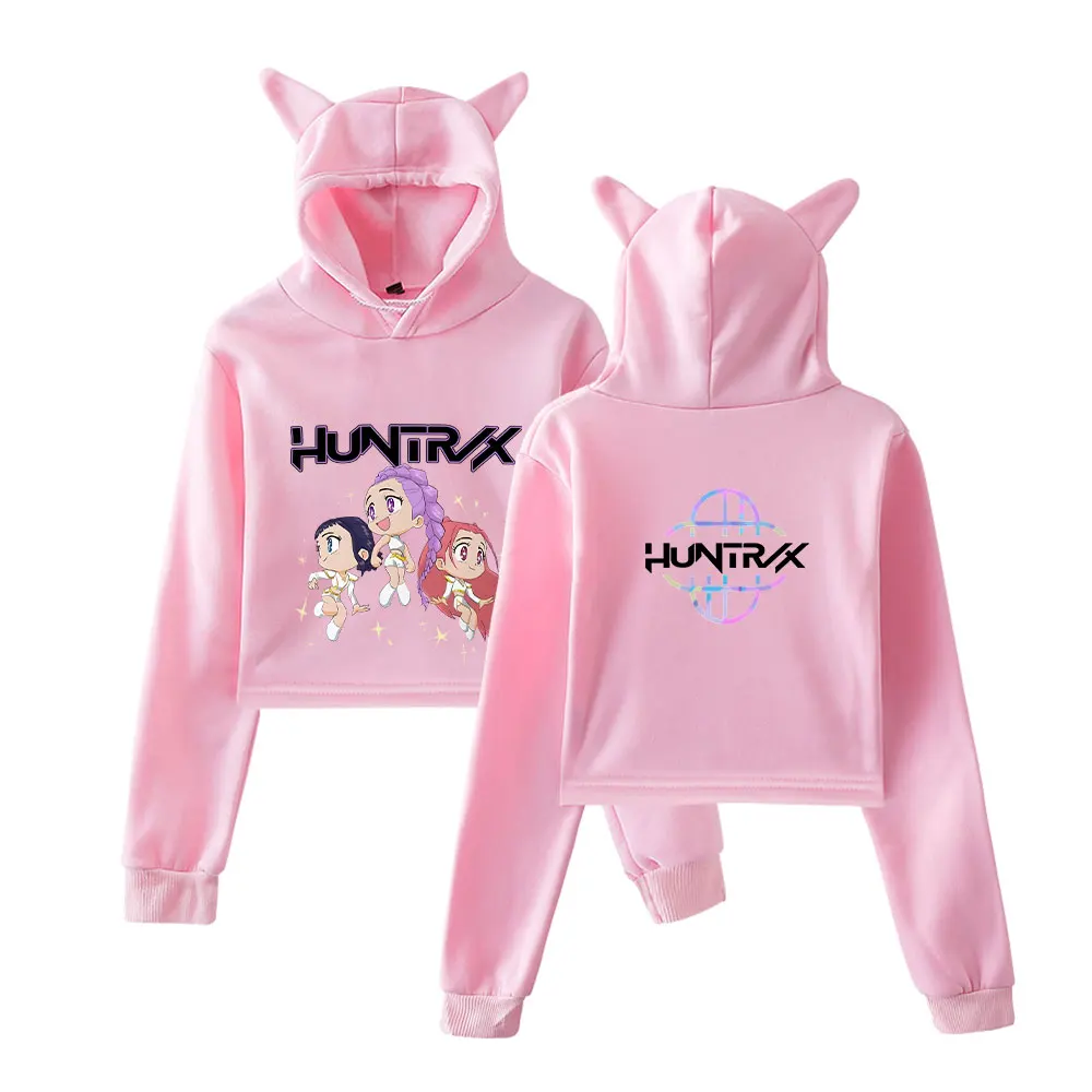 KPop Demon Hunters 2025 Merch Hoodies Sweatshirt for Girls Cat Ear Crop Pullover Casual Clothes