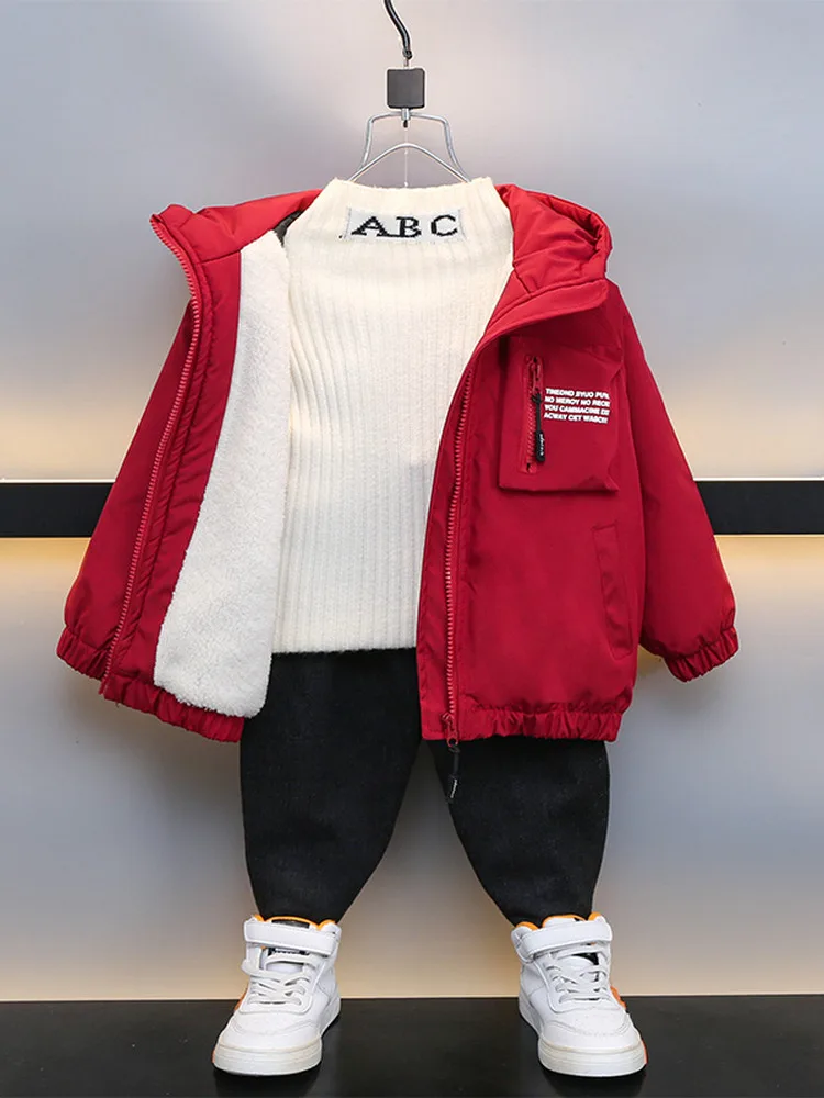 

Утепленная флисовая осенне-зимняя куртка для мальчиков, водонепроницаемая, однотонная, на молнии, из хлопка, для детей 5 лет