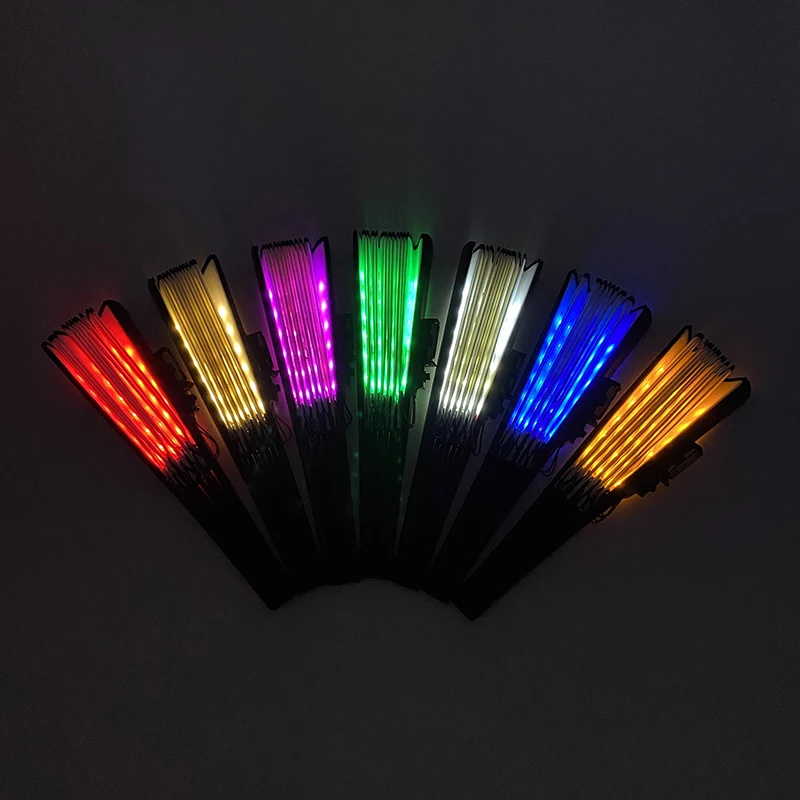 10/13 Zoll Leuchtender Handfaltfächer Hochzeitsgeschenke Fächer mit LED-Lichtern Verschiedene Stile Leuchtende Festival-Fächer Bar-Requisiten – Detail 4