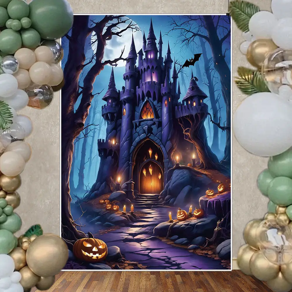 MOON.QG Halloween 2025 Backdrop Photography Studio Castle Curtain Circus Photo Background Child Party Vintage Cemetery Back Drop