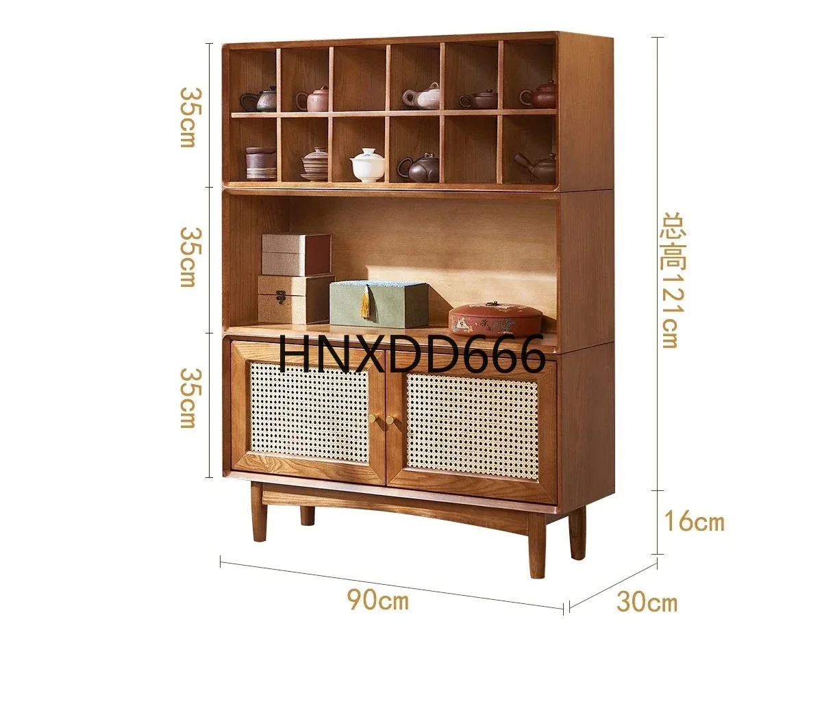Tea room rattan furniture  Pavilion Bogu frame small entrance storage multi-functional combination tea set display cabinet