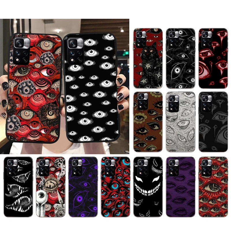 Phone Case For Xiaomi Redmi note 13 12 Pro 11S 11 10 Pro 10S 12S Redmi 10 13C 9C Scary Face Eyes Case