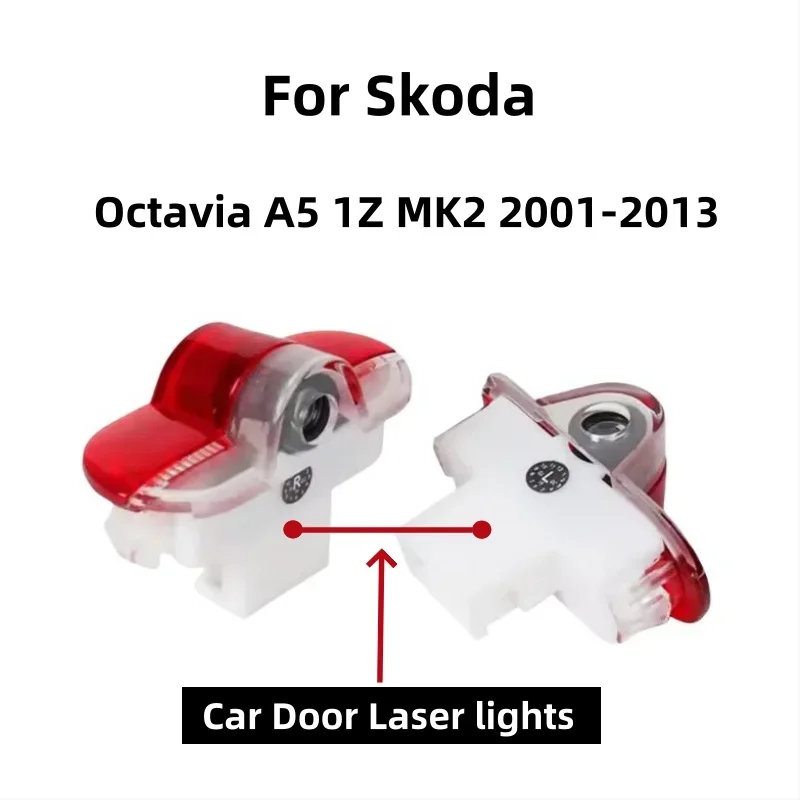 2Pcs Car Door Ghost Shadow Lamp Decoration Accessories For Skoda Octavia A5 1Z MK2 2001-2013 2011 2012 Projector Welcome Lights