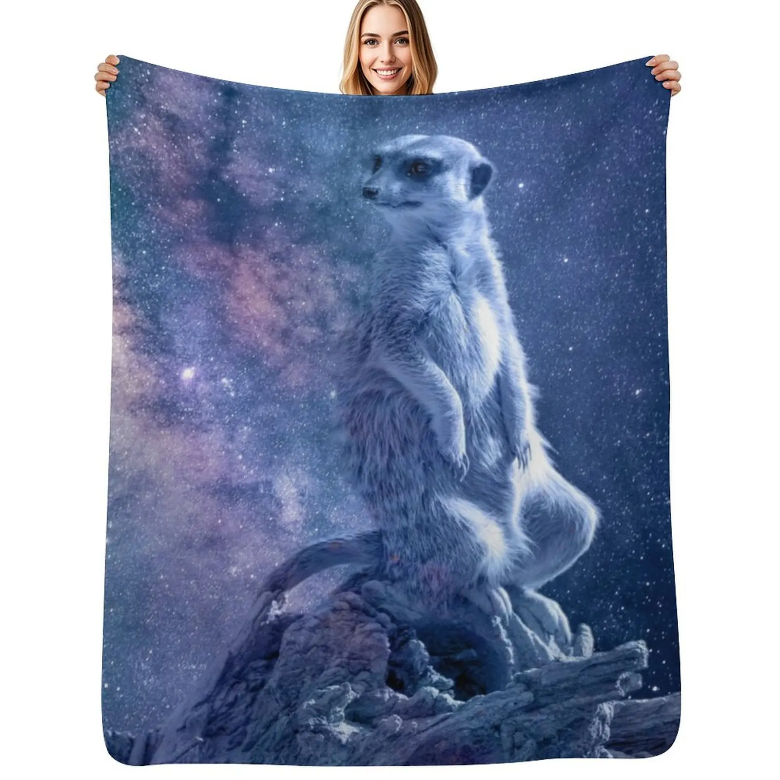 

Smooth Space Meerkat Throw Blanket Warm Quilt Soft Big Decorative Throw Blanket