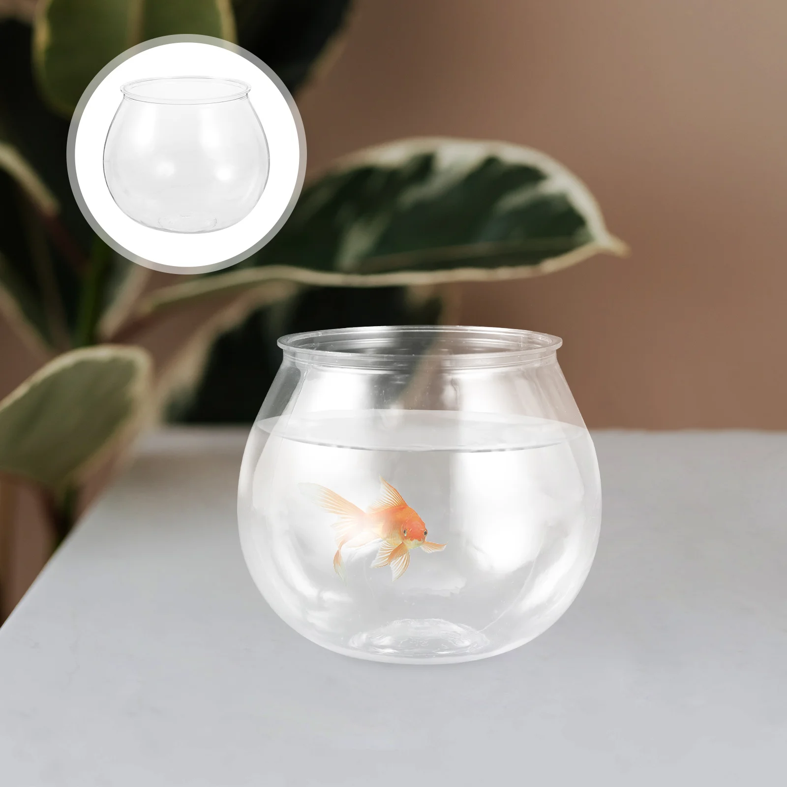 Mini Fish Tank Clear Keeper Goldfish Small Bowl Plant Terrarium Glass Plastic Round Aquarium for Home