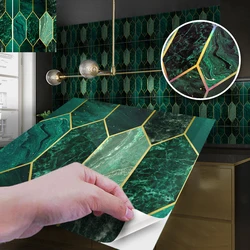 Tijolos papéis de parede à prova dwaterproof água 20 pçs/lote verde bronzeamento mosaico telha adesivos quarto sala estar decoração casa adesivos parede