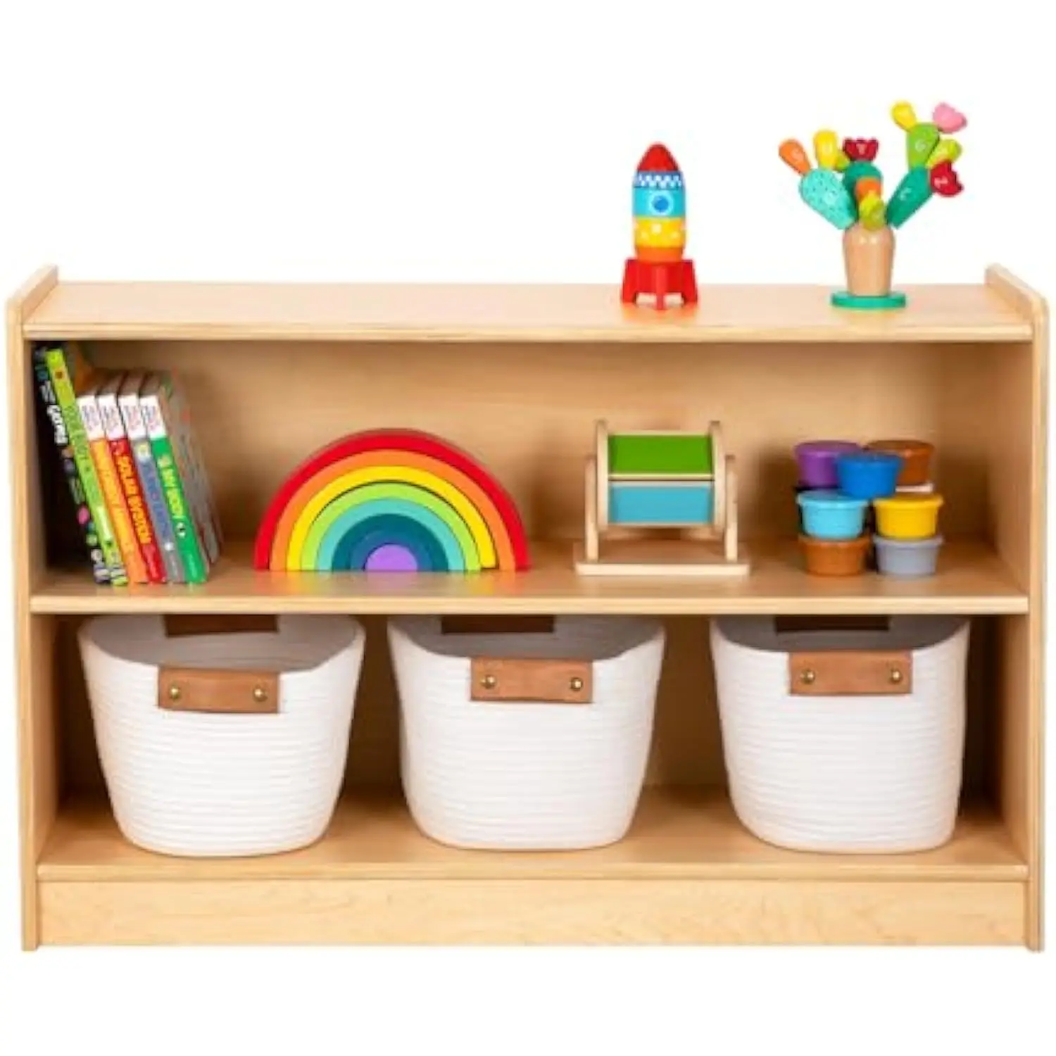 

Montessori Shelf, Toy Organizers and Storage, 2-Tier Toddler Bookshelf Suitable for Classroom, Kindergarten, Kids Room, Playroo