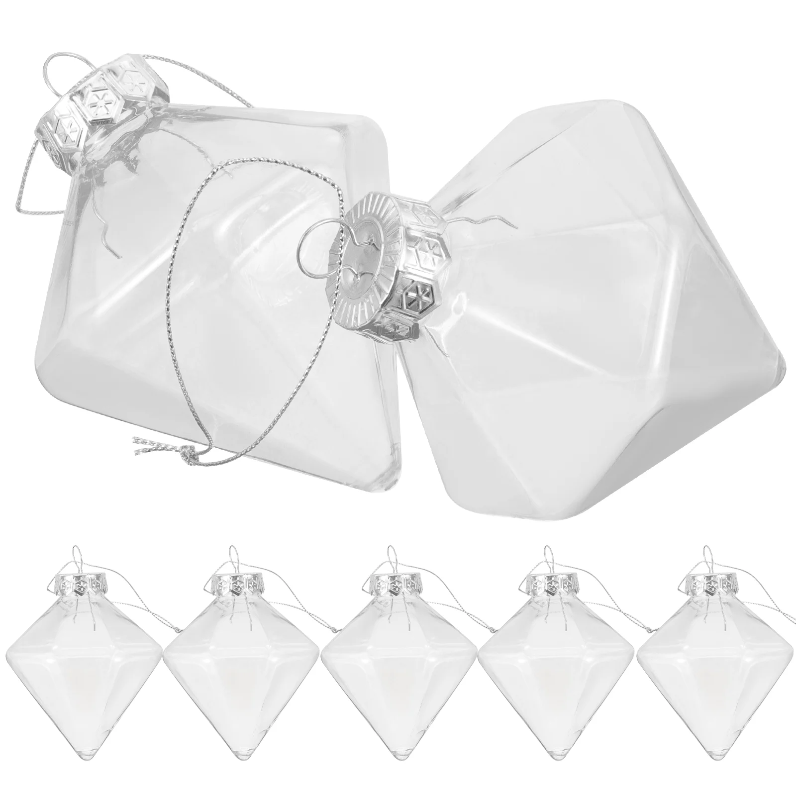 

12 Pcs Diamond Transparent Ball DIY Bath Mold Clear Christmas Ornaments Fillable Plastic Decorate