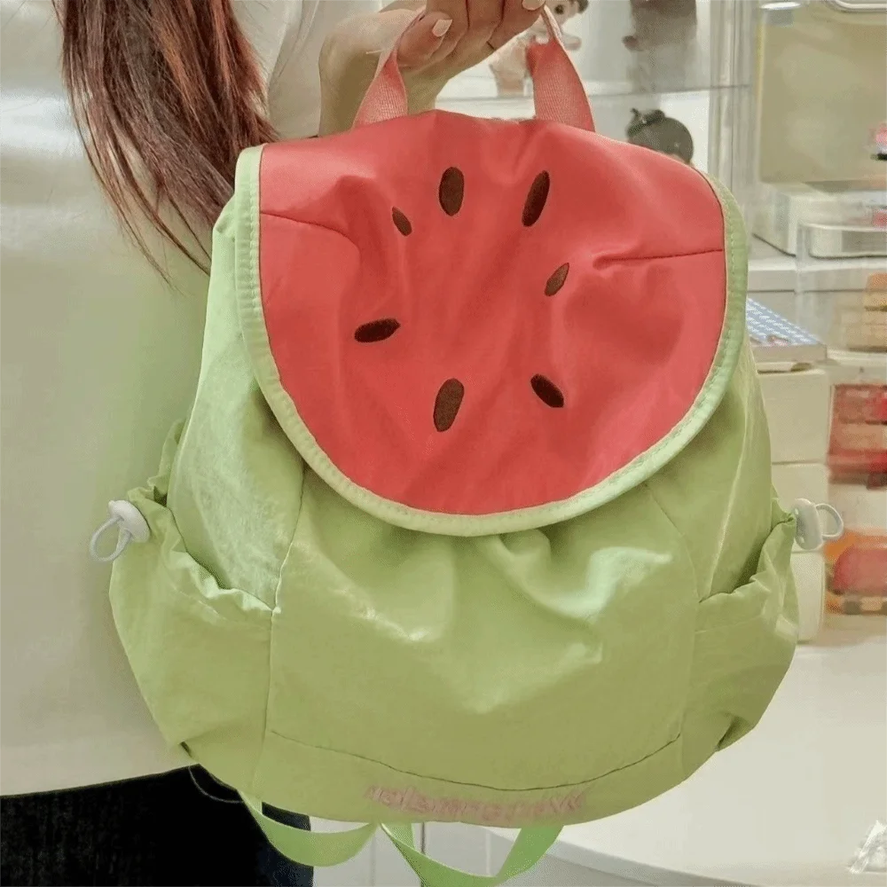 Fashion Dopamine Color Drawstring Backpack Large Capacity Fruit Shoulder Bag Korean Style School Bag Hiking