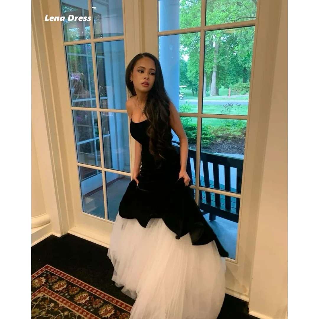 Lena Velvet Luxurious Women's Evening Dresses Woman Elegant Wedding Party Dress Black Fish Tail Off the Shoulders Ball Gowns