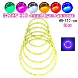 2 adet COB LED Angel Eyes far 12V Halo yüzükler kapak ile 60/80/95/100/120mm araba gündüz çalışan motosiklet DRL işık sis lambası