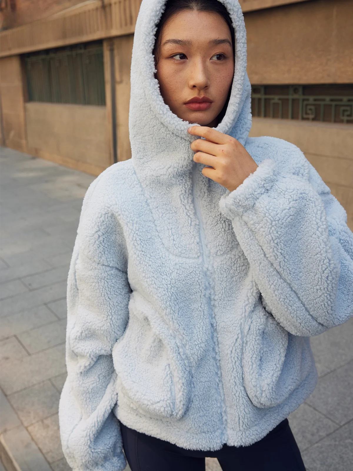 

Koi Outdoor Ultra-Thick Lamb Velvet Jacket Hooded Full Zip Loose Warm Cotton Coat Autumn Winter Windproof Coatkonikoni Brand